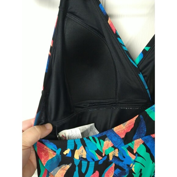 L.L. Bean Woman 10 Swimsuit Dress One Piece Tropical Halter Adjustable Strap Bra - Picture 7 of 10
